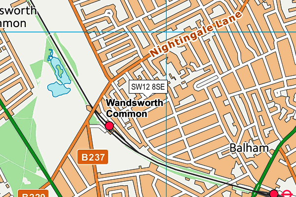 SW12 8SE map - OS VectorMap District (Ordnance Survey) SW12 8SE map - OS VectorMap District (Ordnance Survey)