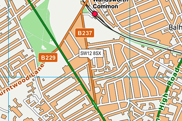 SW12 8SX map - OS VectorMap District (Ordnance Survey) SW12 8SX map - OS VectorMap District (Ordnance Survey)