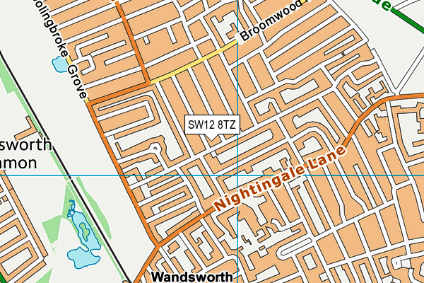 SW12 8TZ map - OS VectorMap District (Ordnance Survey) SW12 8TZ map - OS VectorMap District (Ordnance Survey)
