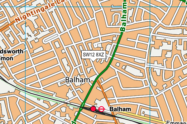 SW12 8XZ map - OS VectorMap District (Ordnance Survey) SW12 8XZ map - OS VectorMap District (Ordnance Survey)