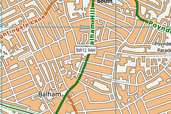 SW12 9AH map - OS VectorMap District (Ordnance Survey) SW12 9AH map - OS VectorMap District (Ordnance Survey)