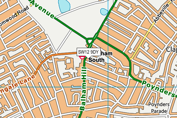 SW12 9DY map - OS VectorMap District (Ordnance Survey) SW12 9DY map - OS VectorMap District (Ordnance Survey)