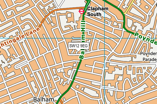 SW12 9EG map - OS VectorMap District (Ordnance Survey) SW12 9EG map - OS VectorMap District (Ordnance Survey)