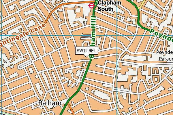SW12 9EL map - OS VectorMap District (Ordnance Survey) SW12 9EL map - OS VectorMap District (Ordnance Survey)