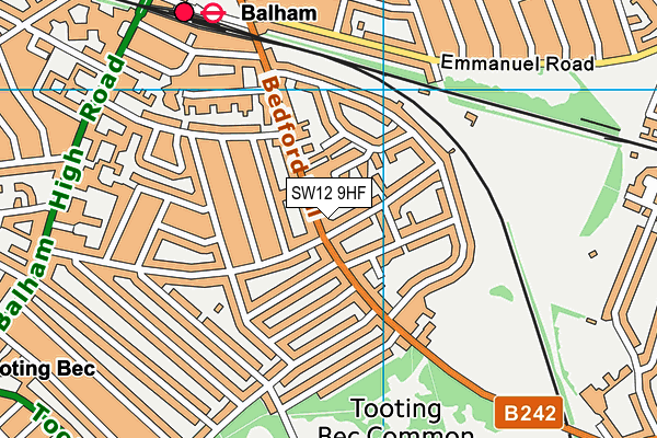 SW12 9HF map - OS VectorMap District (Ordnance Survey) SW12 9HF map - OS VectorMap District (Ordnance Survey)
