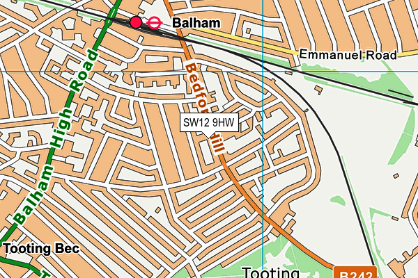 SW12 9HW map - OS VectorMap District (Ordnance Survey) SW12 9HW map - OS VectorMap District (Ordnance Survey)