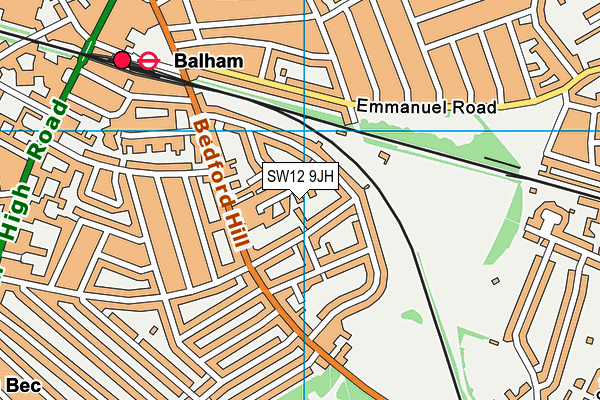 SW12 9JH map - OS VectorMap District (Ordnance Survey) SW12 9JH map - OS VectorMap District (Ordnance Survey)
