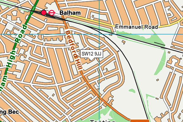 SW12 9JJ map - OS VectorMap District (Ordnance Survey) SW12 9JJ map - OS VectorMap District (Ordnance Survey)