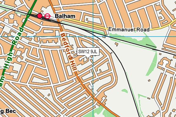 SW12 9JL map - OS VectorMap District (Ordnance Survey) SW12 9JL map - OS VectorMap District (Ordnance Survey)
