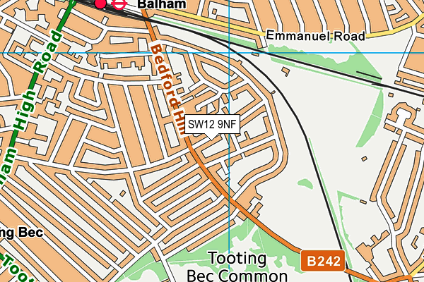 SW12 9NF map - OS VectorMap District (Ordnance Survey) SW12 9NF map - OS VectorMap District (Ordnance Survey)