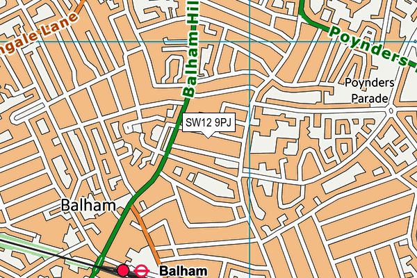SW12 9PJ map - OS VectorMap District (Ordnance Survey) SW12 9PJ map - OS VectorMap District (Ordnance Survey)