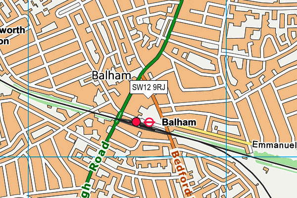 SW12 9RJ map - OS VectorMap District (Ordnance Survey) SW12 9RJ map - OS VectorMap District (Ordnance Survey)