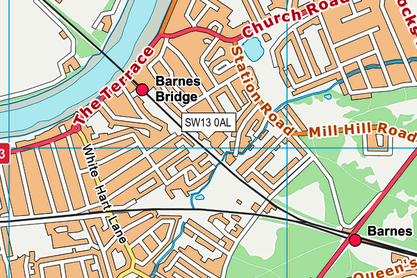 SW13 0AL map - OS VectorMap District (Ordnance Survey) SW13 0AL map - OS VectorMap District (Ordnance Survey)