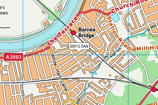 SW13 0AN map - OS VectorMap District (Ordnance Survey) SW13 0AN map - OS VectorMap District (Ordnance Survey)