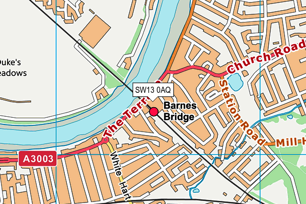 SW13 0AQ map - OS VectorMap District (Ordnance Survey)