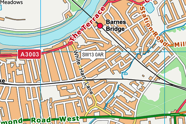 SW13 0AR map - OS VectorMap District (Ordnance Survey)