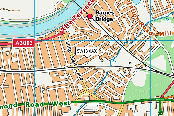 SW13 0AX map - OS VectorMap District (Ordnance Survey) SW13 0AX map - OS VectorMap District (Ordnance Survey)