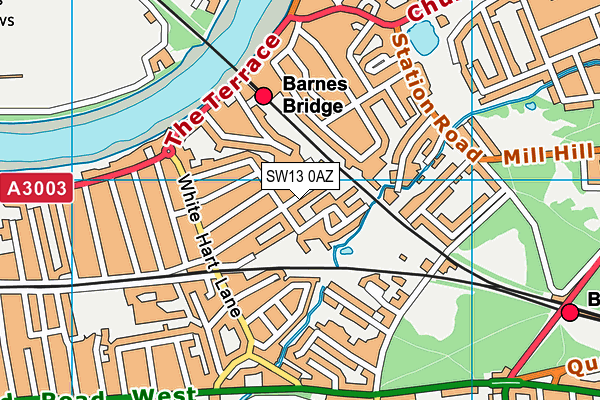 SW13 0AZ map - OS VectorMap District (Ordnance Survey) SW13 0AZ map - OS VectorMap District (Ordnance Survey)