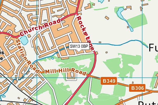 SW13 0BP map - OS VectorMap District (Ordnance Survey) SW13 0BP map - OS VectorMap District (Ordnance Survey)