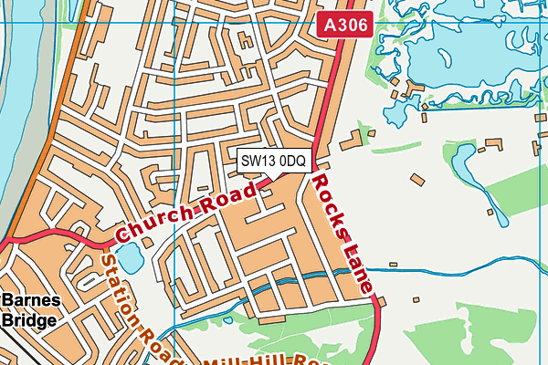 SW13 0DQ map - OS VectorMap District (Ordnance Survey) SW13 0DQ map - OS VectorMap District (Ordnance Survey)