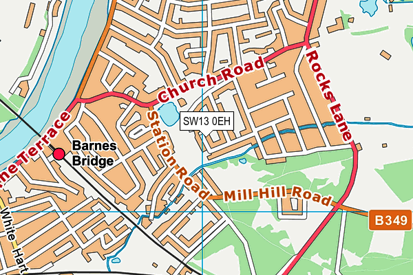 SW13 0EH map - OS VectorMap District (Ordnance Survey)