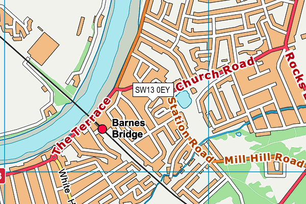 SW13 0EY map - OS VectorMap District (Ordnance Survey) SW13 0EY map - OS VectorMap District (Ordnance Survey)