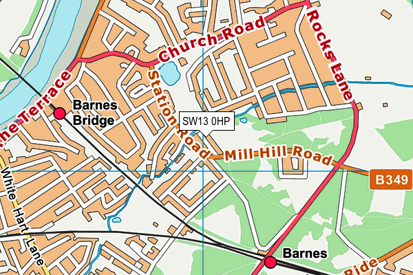 SW13 0HP map - OS VectorMap District (Ordnance Survey)