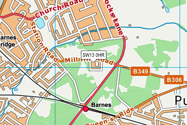 SW13 0HR map - OS VectorMap District (Ordnance Survey)