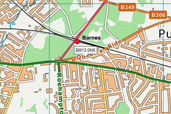 SW13 0HX map - OS VectorMap District (Ordnance Survey) SW13 0HX map - OS VectorMap District (Ordnance Survey)