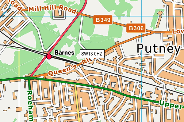SW13 0HZ map - OS VectorMap District (Ordnance Survey) SW13 0HZ map - OS VectorMap District (Ordnance Survey)