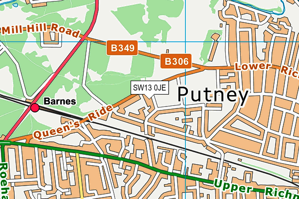 SW13 0JE map - OS VectorMap District (Ordnance Survey)
