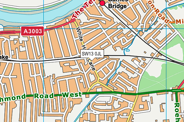 SW13 0JL map - OS VectorMap District (Ordnance Survey) SW13 0JL map - OS VectorMap District (Ordnance Survey)