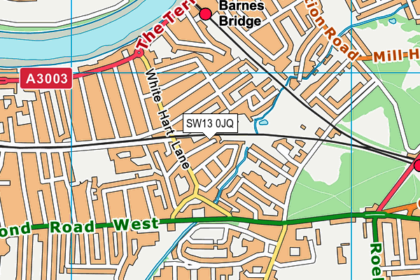 SW13 0JQ map - OS VectorMap District (Ordnance Survey) SW13 0JQ map - OS VectorMap District (Ordnance Survey)