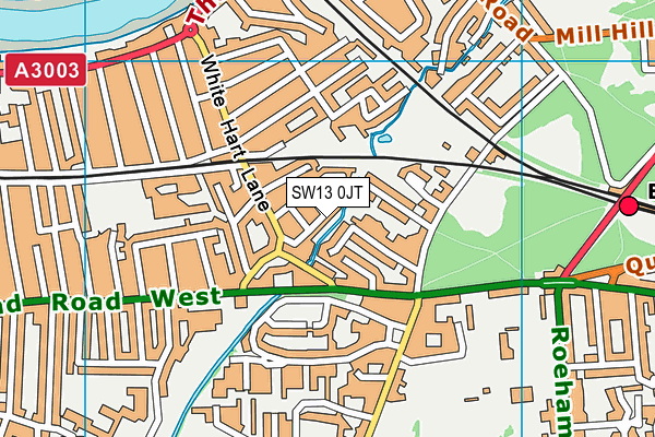 SW13 0JT map - OS VectorMap District (Ordnance Survey) SW13 0JT map - OS VectorMap District (Ordnance Survey)