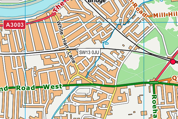SW13 0JU map - OS VectorMap District (Ordnance Survey) SW13 0JU map - OS VectorMap District (Ordnance Survey)