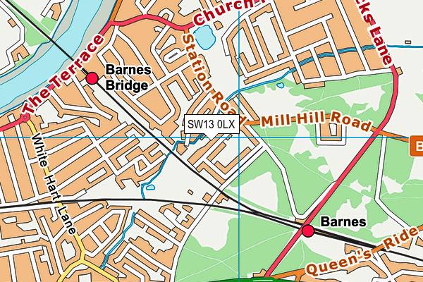 SW13 0LX map - OS VectorMap District (Ordnance Survey) SW13 0LX map - OS VectorMap District (Ordnance Survey)