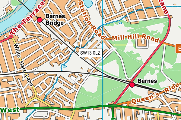 SW13 0LZ map - OS VectorMap District (Ordnance Survey) SW13 0LZ map - OS VectorMap District (Ordnance Survey)