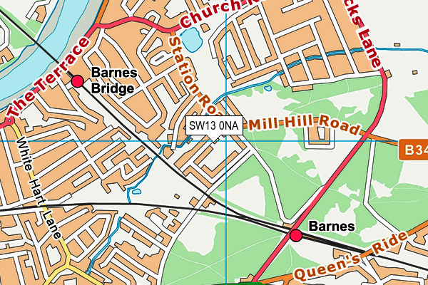 SW13 0NA map - OS VectorMap District (Ordnance Survey) SW13 0NA map - OS VectorMap District (Ordnance Survey)
