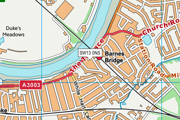 SW13 0NS map - OS VectorMap District (Ordnance Survey)