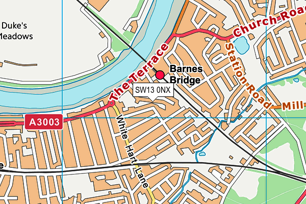 SW13 0NX map - OS VectorMap District (Ordnance Survey) SW13 0NX map - OS VectorMap District (Ordnance Survey)