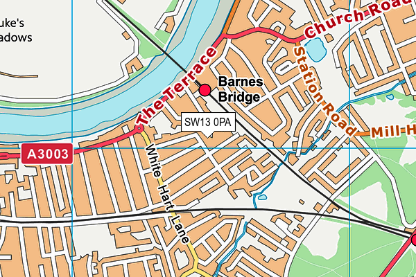 SW13 0PA map - OS VectorMap District (Ordnance Survey) SW13 0PA map - OS VectorMap District (Ordnance Survey)