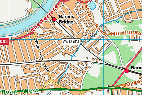 SW13 0PJ map - OS VectorMap District (Ordnance Survey)