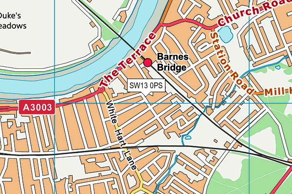 SW13 0PS map - OS VectorMap District (Ordnance Survey)