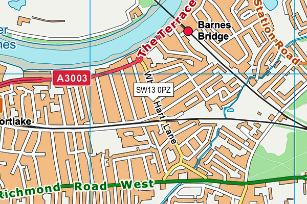 SW13 0PZ map - OS VectorMap District (Ordnance Survey)