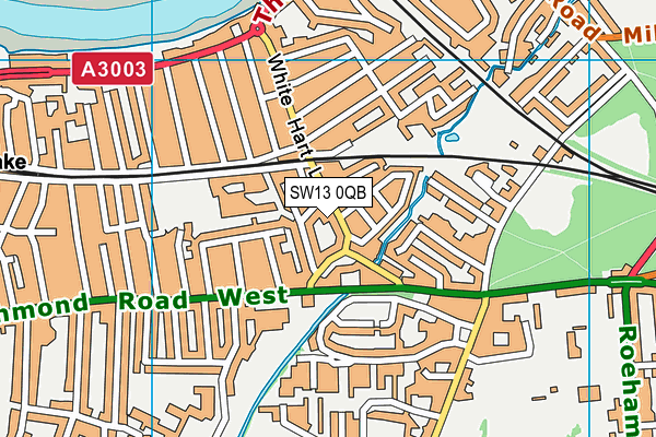 SW13 0QB map - OS VectorMap District (Ordnance Survey) SW13 0QB map - OS VectorMap District (Ordnance Survey)