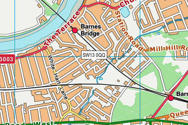 SW13 0QQ map - OS VectorMap District (Ordnance Survey) SW13 0QQ map - OS VectorMap District (Ordnance Survey)