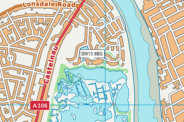 SW13 8BG map - OS VectorMap District (Ordnance Survey) SW13 8BG map - OS VectorMap District (Ordnance Survey)
