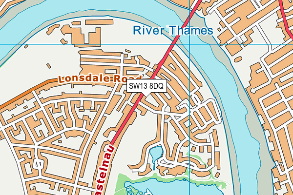 SW13 8DQ map - OS VectorMap District (Ordnance Survey) SW13 8DQ map - OS VectorMap District (Ordnance Survey)