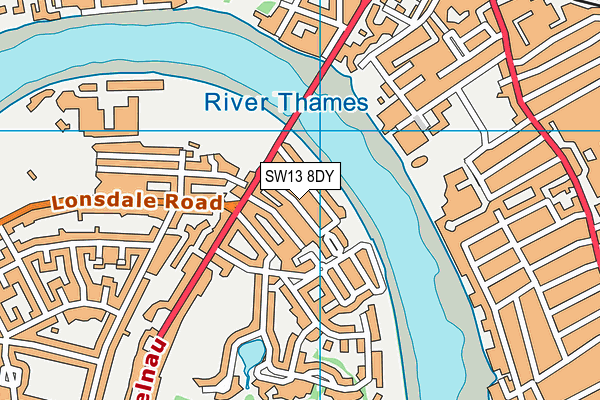 SW13 8DY map - OS VectorMap District (Ordnance Survey) SW13 8DY map - OS VectorMap District (Ordnance Survey)