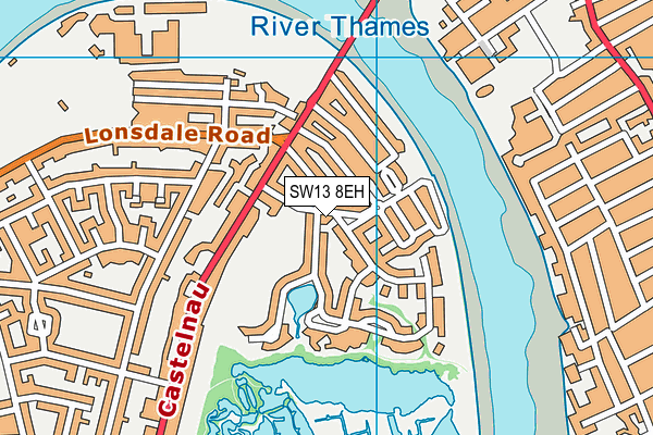 SW13 8EH map - OS VectorMap District (Ordnance Survey) SW13 8EH map - OS VectorMap District (Ordnance Survey)